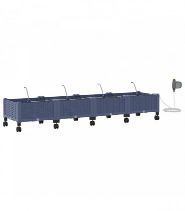 vidaXL Garden Planter with Irrigation&Wheels 4 pcs Grey PP
