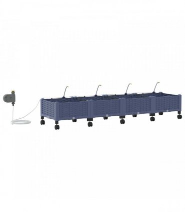 vidaXL Garden Planter with Irrigation&Wheels 4 pcs Grey PP