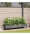 vidaXL Garden Planter with Irrigation&Wheels 4 pcs Light Grey PP