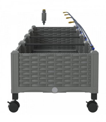vidaXL Garden Planter with Irrigation&Wheels 4 pcs Light Grey PP