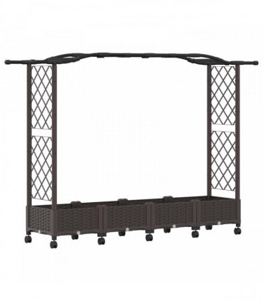 vidaXL Raised Bed with Trellis and Roof Brown 207 x 40 x 129 cm PP