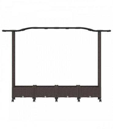 vidaXL Raised Bed with Trellis and Roof Brown 207 x 40 x 129 cm PP