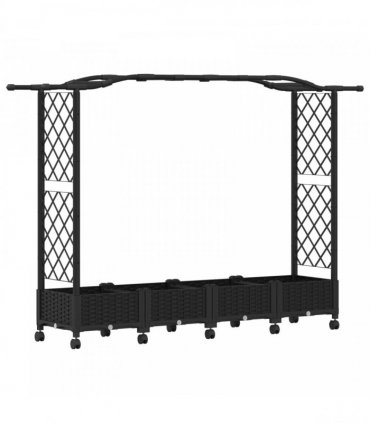 vidaXL Raised Bed with Trellis and Roof Black 207 x 40 x 129 cm PP