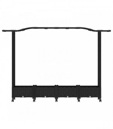 vidaXL Raised Bed with Trellis and Roof Black 207 x 40 x 129 cm PP