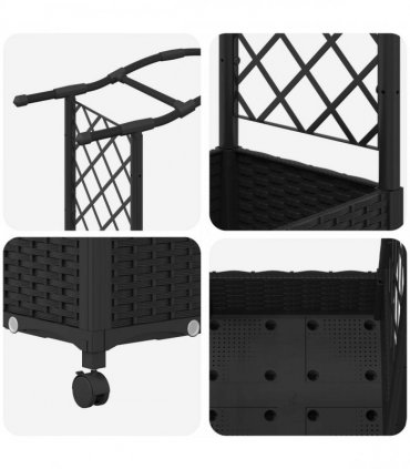 vidaXL Raised Bed with Trellis and Roof Black 207 x 40 x 129 cm PP