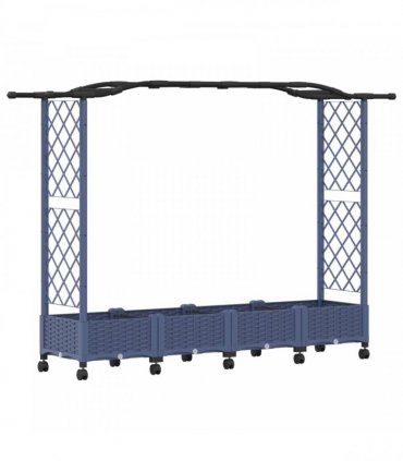vidaXL Raised Bed with Trellis and Roof Grey 207 x 40 x 129 cm PP