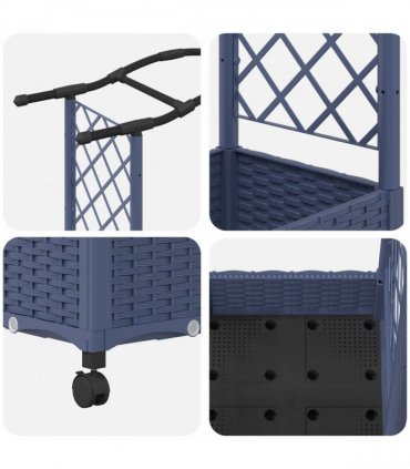 vidaXL Raised Bed with Trellis and Roof Grey 207 x 40 x 129 cm PP
