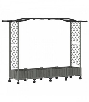 vidaXL Raised Bed with Trellis and Roof Light Grey 207 x 40 x 129 cm