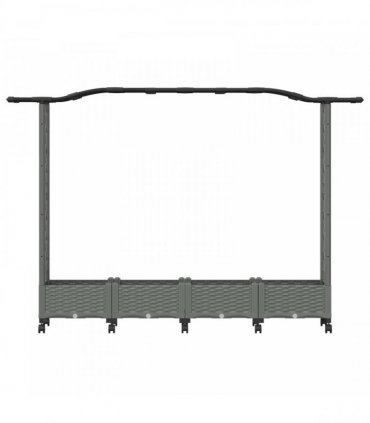 vidaXL Raised Bed with Trellis and Roof Light Grey 207 x 40 x 129 cm