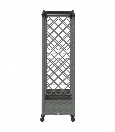 vidaXL Raised Bed with Trellis and Roof Light Grey 207 x 40 x 129 cm