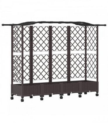 vidaXL Raised Bed with Trellis and Roof Brown 203.5 x 40 x 129 cm PP