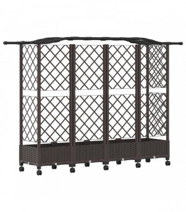vidaXL Raised Bed with Trellis and Roof Brown 203.5 x 40 x 129 cm PP