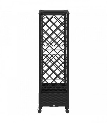 vidaXL Raised Bed with Trellis and Roof Black 203.5 x 40 x 129 cm PP