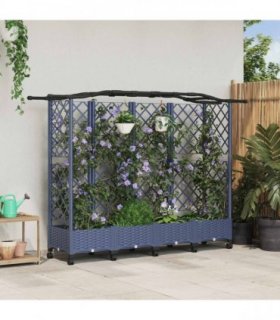vidaXL Raised Bed with Trellis and Roof Grey 203.5 x 40 x 129 cm PP