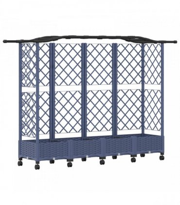 vidaXL Raised Bed with Trellis and Roof Grey 203.5 x 40 x 129 cm PP