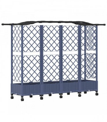 vidaXL Raised Bed with Trellis and Roof Grey 203.5 x 40 x 129 cm PP