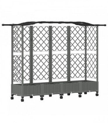 vidaXL Raised Bed with Trellis and Roof Light Grey 203.5 x 40 x 129 cm