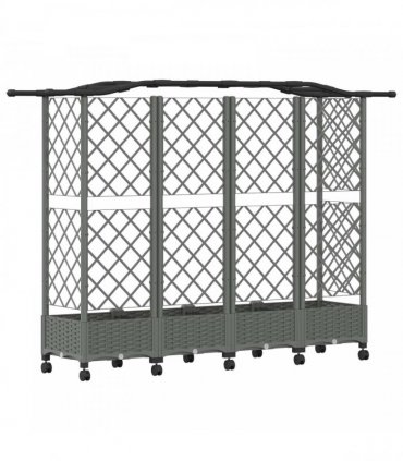 vidaXL Raised Bed with Trellis and Roof Light Grey 203.5 x 40 x 129 cm
