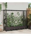 vidaXL Raised Bed with Trellis and Roof Brown 203 x 40 x 127 cm PP