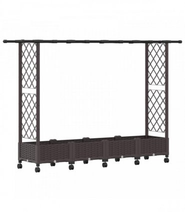 vidaXL Raised Bed with Trellis and Roof Brown 203 x 40 x 127 cm PP