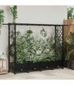 vidaXL Raised Bed with Trellis and Roof Black 203 x 40 x 127 cm PP