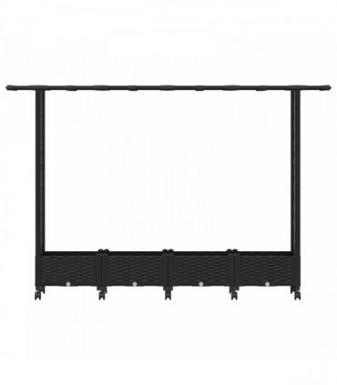 vidaXL Raised Bed with Trellis and Roof Black 203 x 40 x 127 cm PP