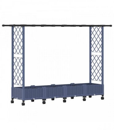 vidaXL Raised Bed with Trellis and Roof Grey 203 x 40 x 127 cm PP