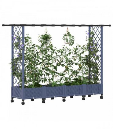 vidaXL Raised Bed with Trellis and Roof Grey 203 x 40 x 127 cm PP