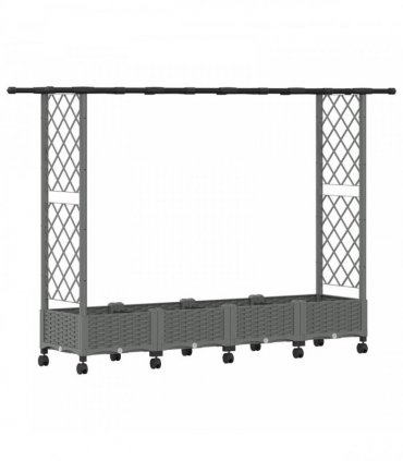vidaXL Raised Bed with Trellis and Roof Light Grey 203 x 40 x 127 cm