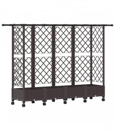 vidaXL Raised Bed with Trellis and Roof Brown 202.5 x 40 x 127 cm PP