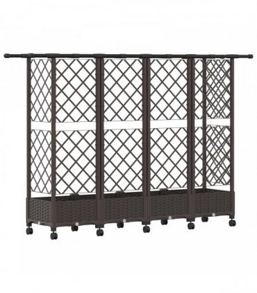 vidaXL Raised Bed with Trellis and Roof Brown 202.5 x 40 x 127 cm PP