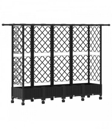 vidaXL Raised Bed with Trellis and Roof Black 202.5 x 40 x 127 cm PP