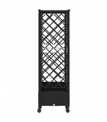 vidaXL Raised Bed with Trellis and Roof Black 202.5 x 40 x 127 cm PP