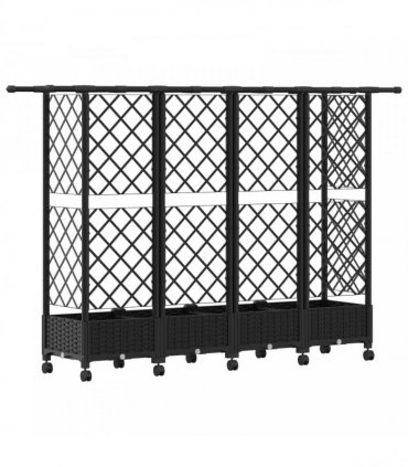 vidaXL Raised Bed with Trellis and Roof Black 202.5 x 40 x 127 cm PP