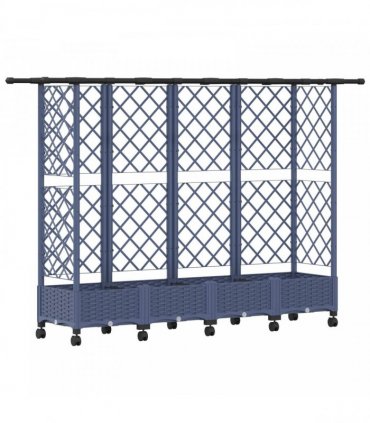 vidaXL Raised Bed with Trellis and Roof Grey 202.5 x 40 x 127 cm PP