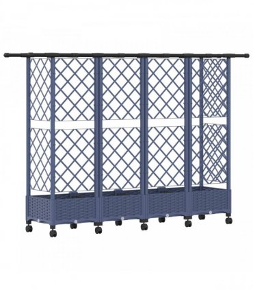 vidaXL Raised Bed with Trellis and Roof Grey 202.5 x 40 x 127 cm PP
