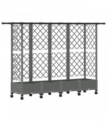 vidaXL Raised Bed with Trellis and Roof Light Grey 202.5 x 40 x 127 cm