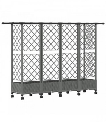 vidaXL Raised Bed with Trellis and Roof Light Grey 202.5 x 40 x 127 cm
