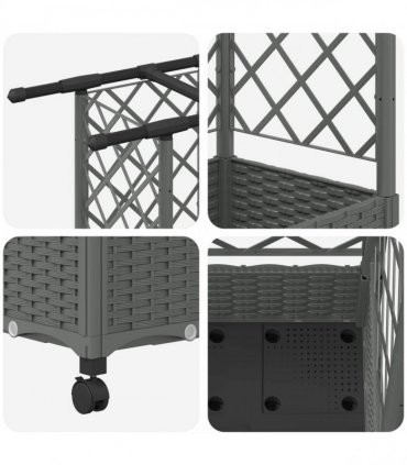 vidaXL Raised Bed with Trellis and Roof Light Grey 202.5 x 40 x 127 cm
