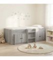 vidaXL Loft Bed Frame with Cabinet 3 pcs Grey Sonoma Engineered Wood