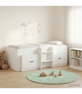 vidaXL Loft Bed Frame with Cabinet 3 pcs White Engineered Wood
