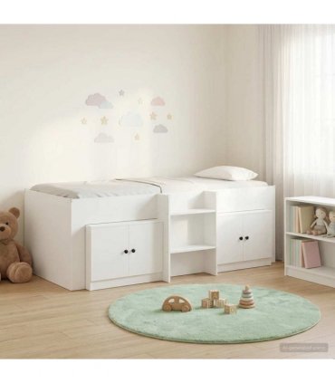 vidaXL Loft Bed Frame with Cabinet 3 pcs White Engineered Wood