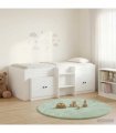vidaXL Loft Bed Frame with Cabinet 3 pcs White Engineered Wood