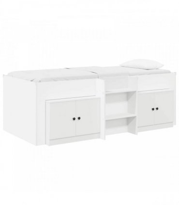 vidaXL Loft Bed Frame with Cabinet 3 pcs White Engineered Wood