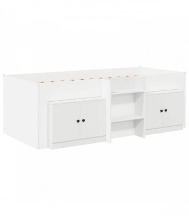 vidaXL Loft Bed Frame with Cabinet 3 pcs White Engineered Wood