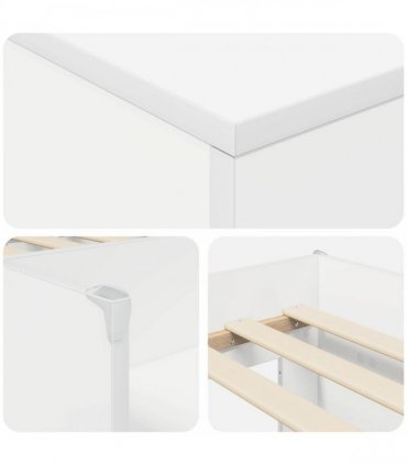 vidaXL Loft Bed Frame with Cabinet 3 pcs White Engineered Wood