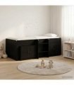 vidaXL Loft Bed Frame with Cabinet 3 pcs Black Engineered Wood