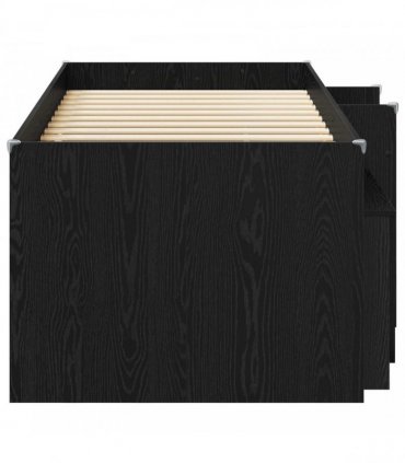 vidaXL Loft Bed Frame with Cabinet 3 pcs Black Engineered Wood