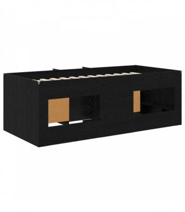 vidaXL Loft Bed Frame with Cabinet 3 pcs Black Engineered Wood