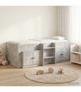 vidaXL Loft Bed Frame with Cabinet 3 pcs Concrete Grey Engineered Wood